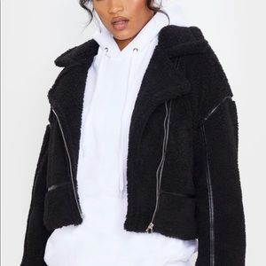 PRETTY LITTLE THING black borg biker jacket